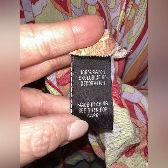 I.N. Studio Women's 3X Tunic Blouse Peasant Boho Floral Orange Multi NEW - Picture 7 of 9